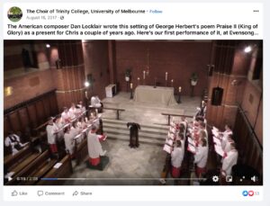 Trinity Choir - Zac in service 2017