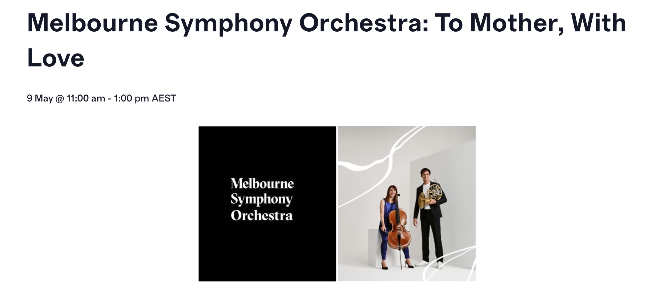 Music In May: On Mothers Day – Melbourne Symphony Orchestra @ Deakin Edge, Federation Square