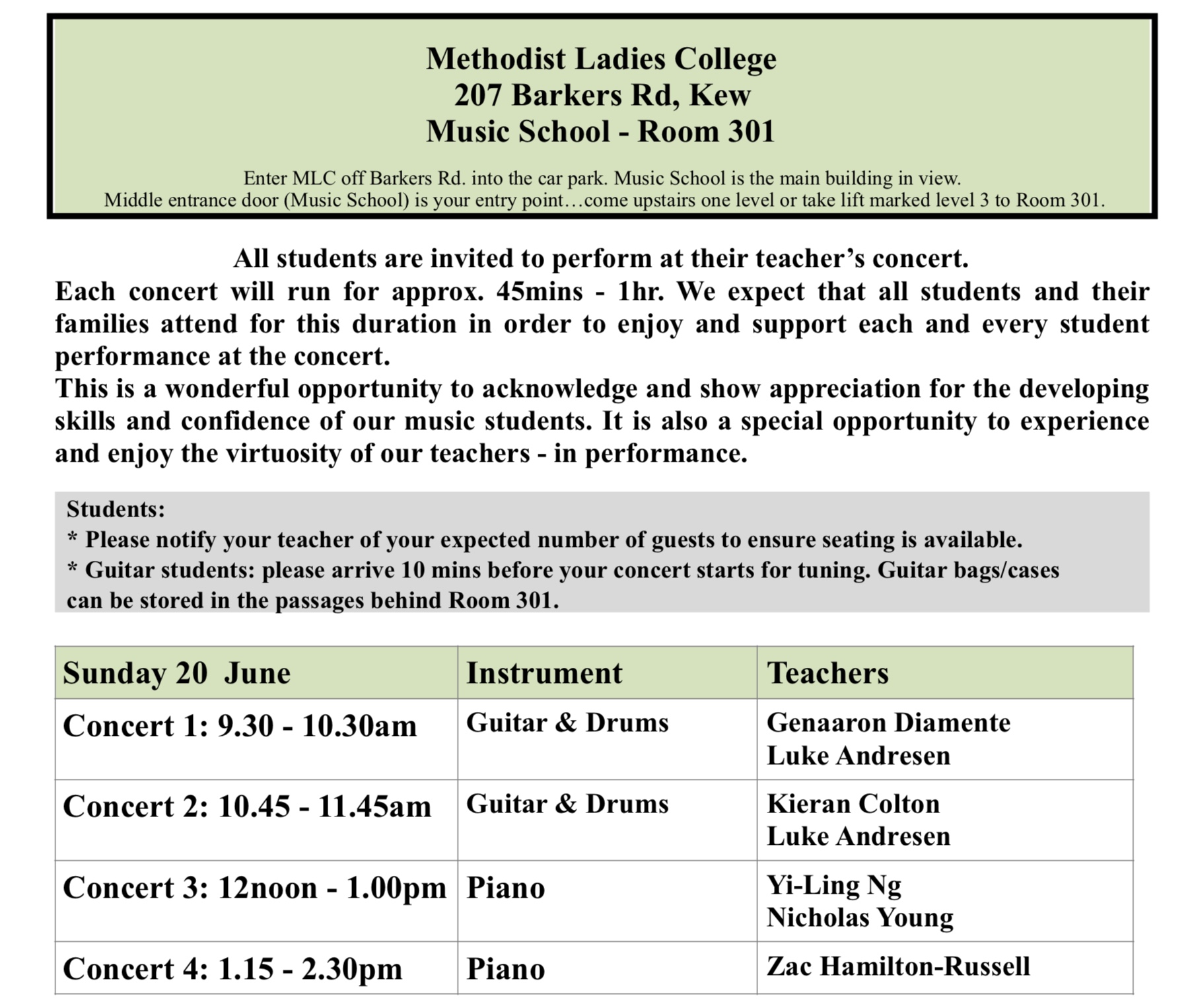 Moving Into Music Solos Concerts – Sunday 20th June  to be held @ MLC , Barkers Rd, Kew