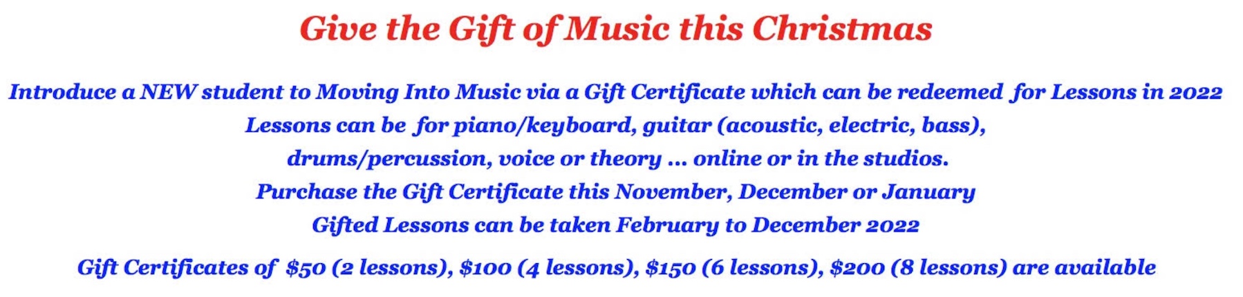 Moving Into Music Christmas Offer …