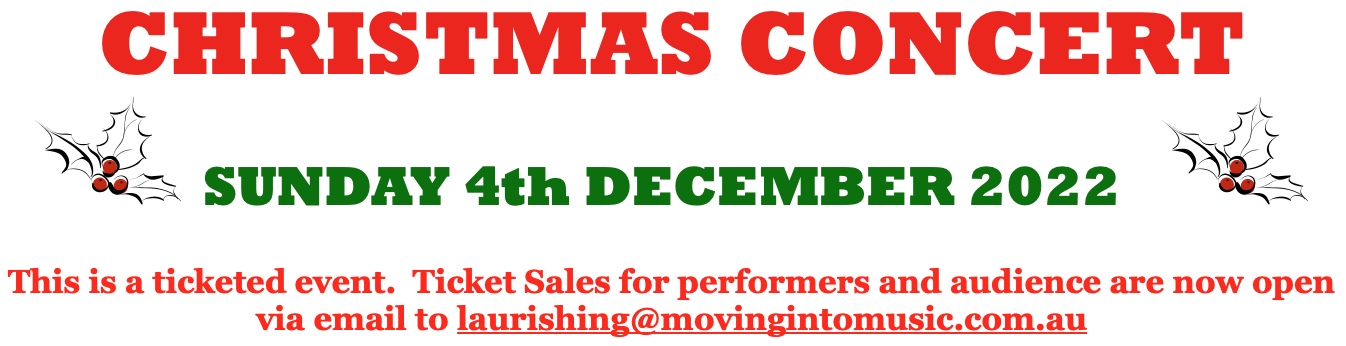 Moving Into Music Christmas Concert: 4th December – tickets NOW on Sale …