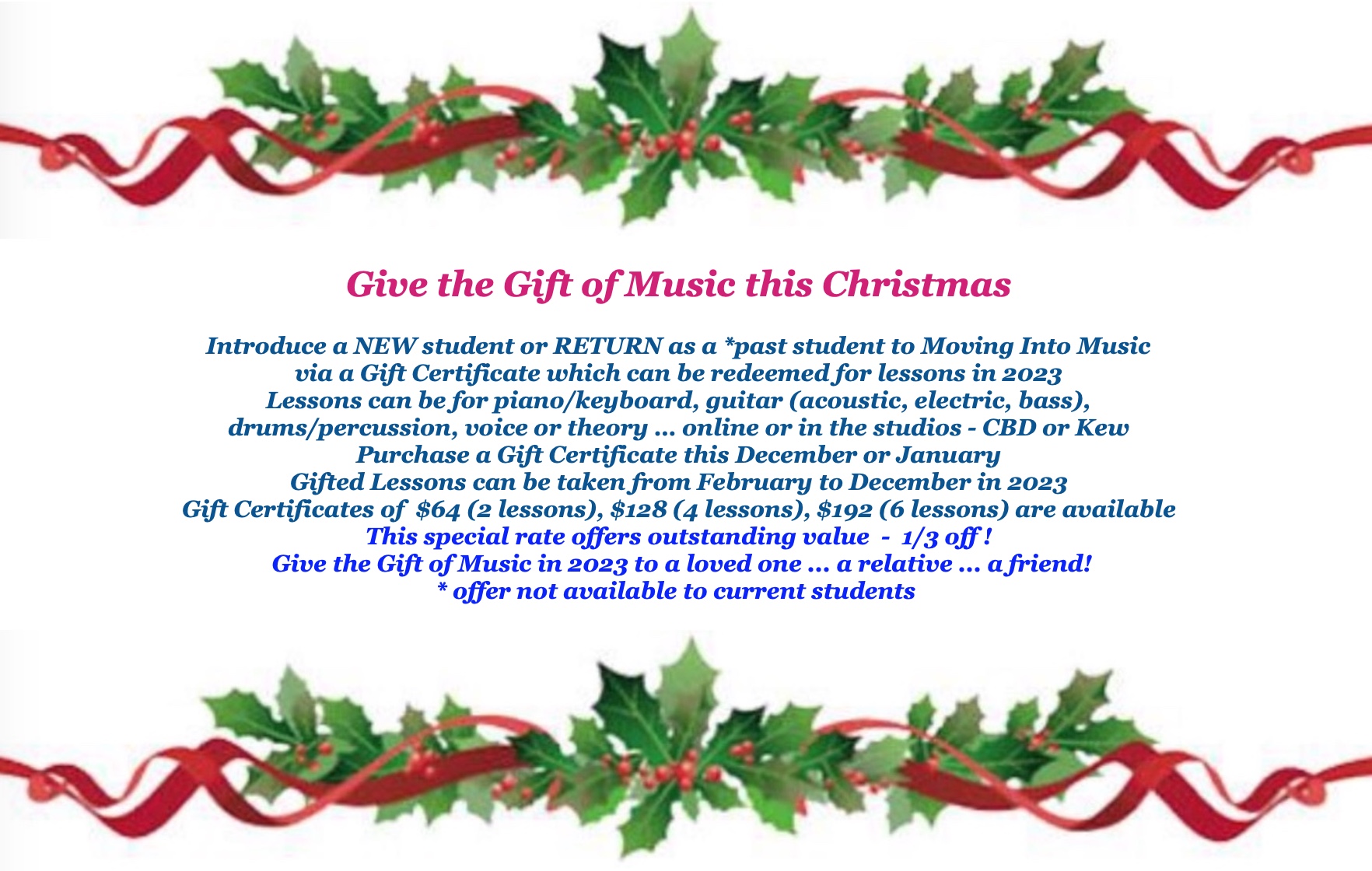 Christmas Special Offer – Give the Gift of Music this Christmas …