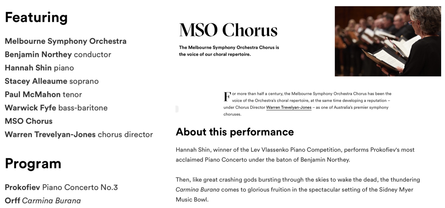 Carmina Burana by Carl Orff – performed by the MSO and the MSO Chorus …